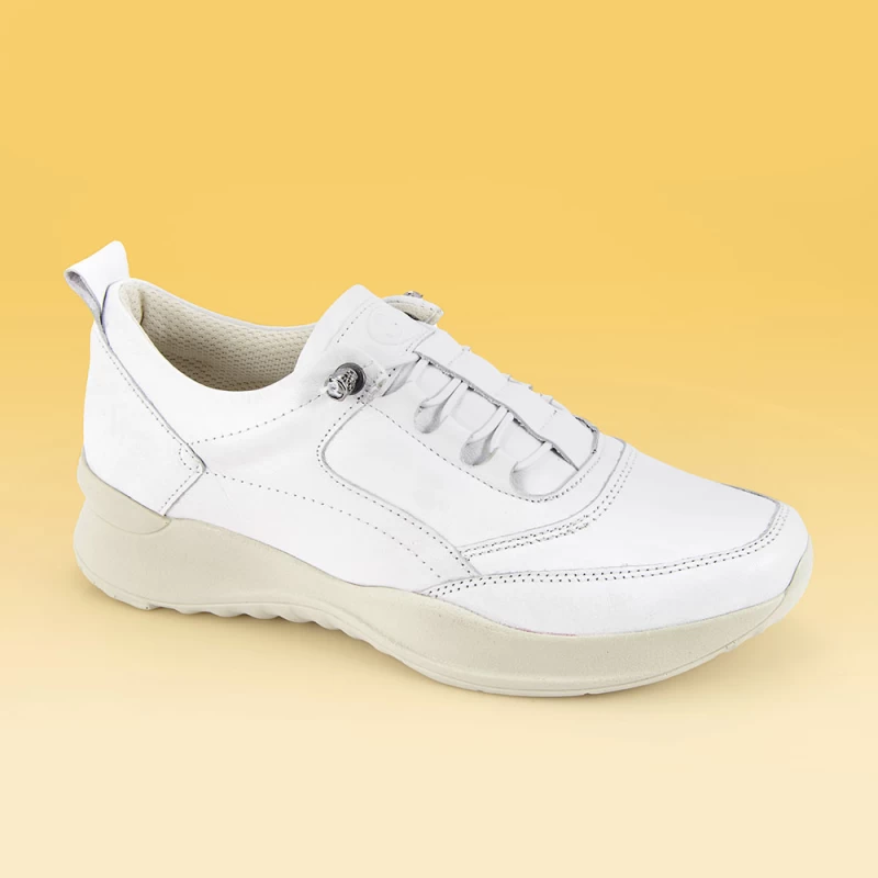 Γυναικείο Δερμάτινο Ανατομικό Sneaker με ελαστικά κορδόνια - Safe Step 23201/24 