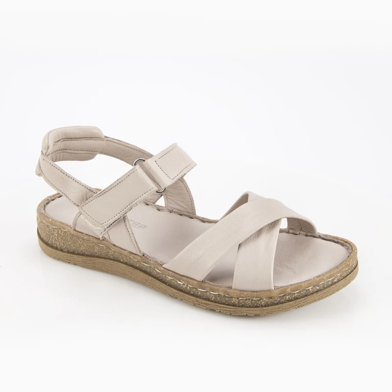 Γυναικείο Δερμάτινο Ανατομικό Πέδιλο με velcro  - Safe Step 20231 